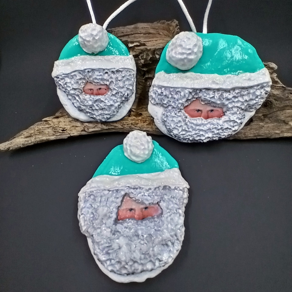 Oyster Shell Santa Ornaments